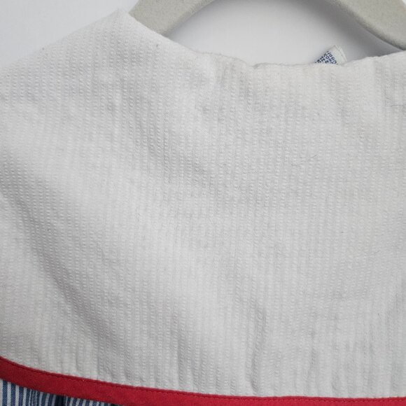 VTG Youngland Nautical Sailor Seersucker Dress Blue & White with Red Trim - Picture 8 of 15